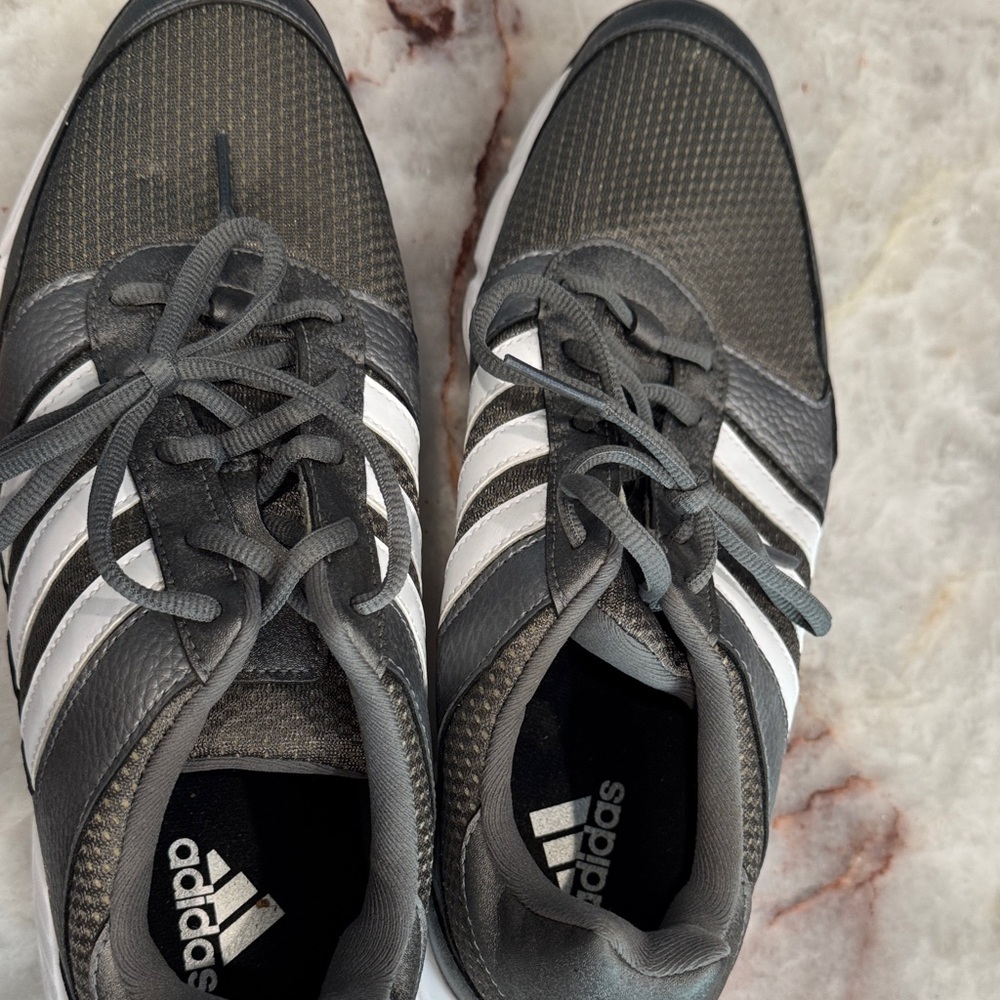Adidas Men's Charcoal and White Sneakers